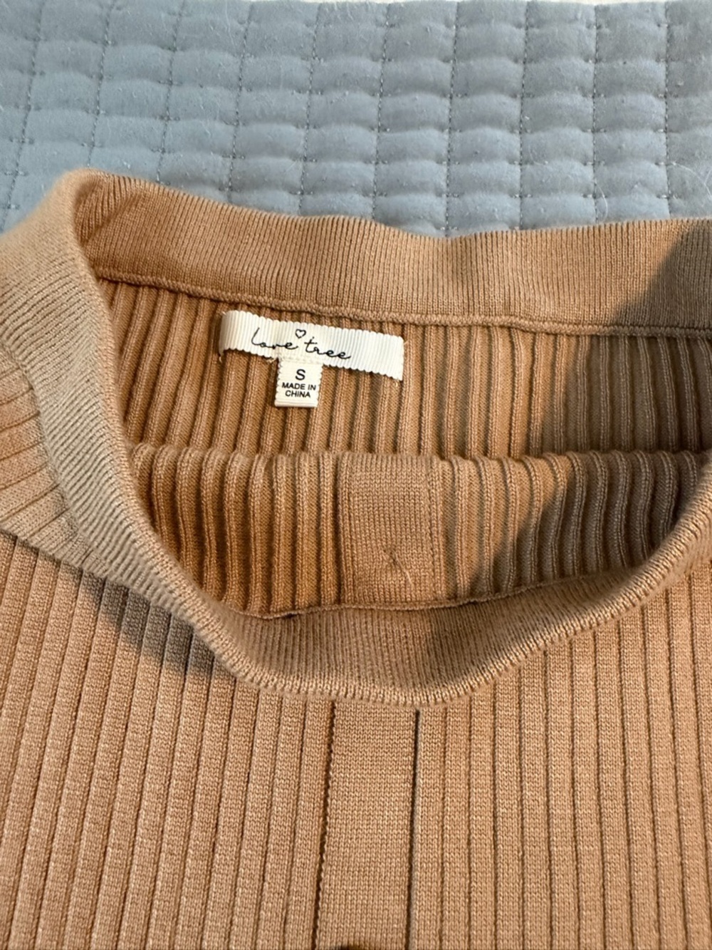 Women’s sz S Love Tree Ribbed Knit Midi Skirt in Camel Brown - Picture 2 of 3